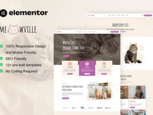 MeowVille - Animal Shelter & Cat Breeder Elementor Template Kit